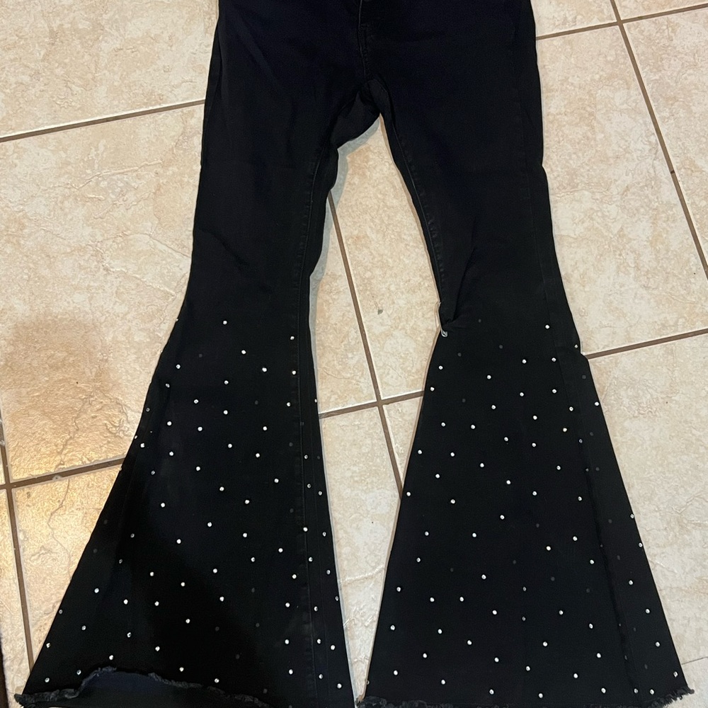 Lucky & Blessed Rhinestone Bell Bottoms